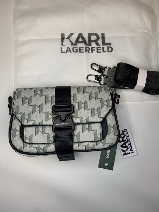 Сумка Karl Lagerfeld, сумка через плече карл/лагерфельд/чорна/біла