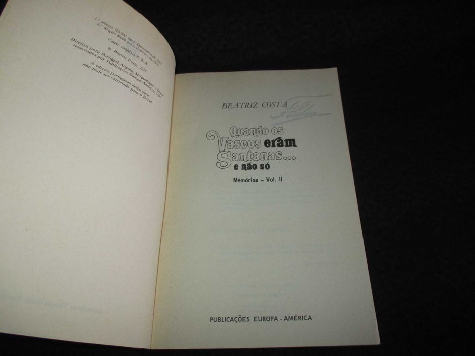 Livro Quando os Vascos Eram Santanas Beatriz Costa