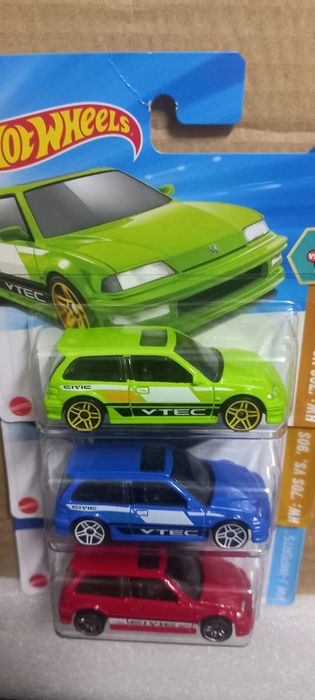 Conjunto 3, 90 Honda Civic EF Hot Wheels