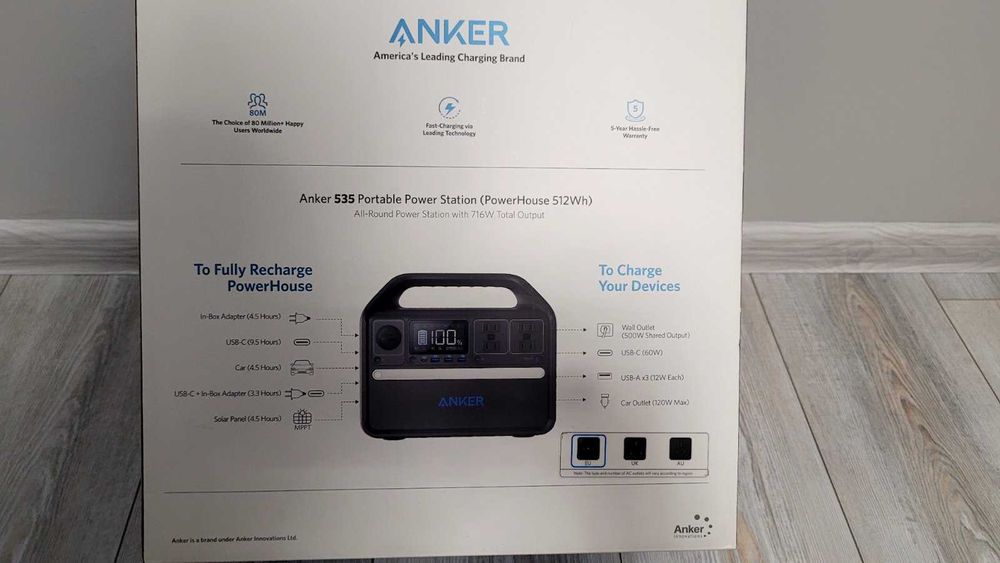 зарядна станція Anker 535 на 512 Wh