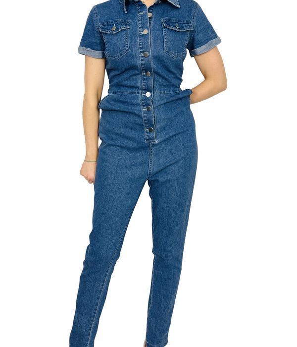 Jeansowy kombinezon z krótkim rękawem M 38 Shein