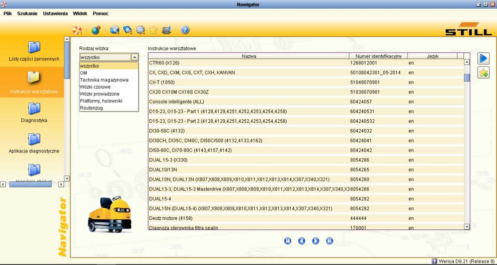 ZESTAW DIAGNOSTYCZNY Wózki Widłowe STILL Serwisówka ASO + Laptop PL