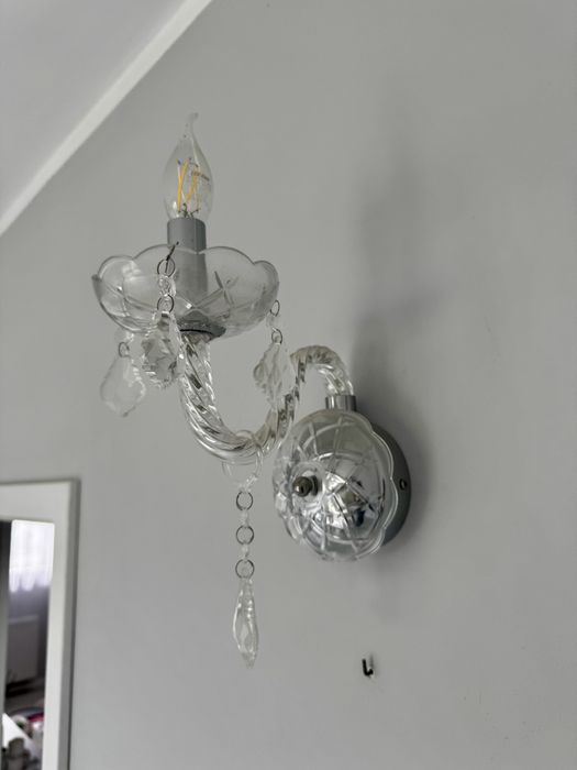 Kinkiet kryształowy pojedynczy szklany+chrom,glamour/lampaścienna 2szt