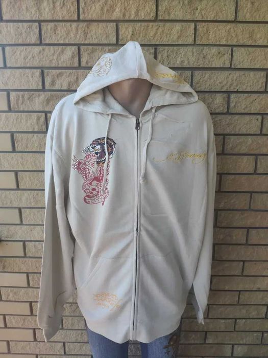 Markowa bluza z kapturem i zamkiem błyskawicznym ED HARDY