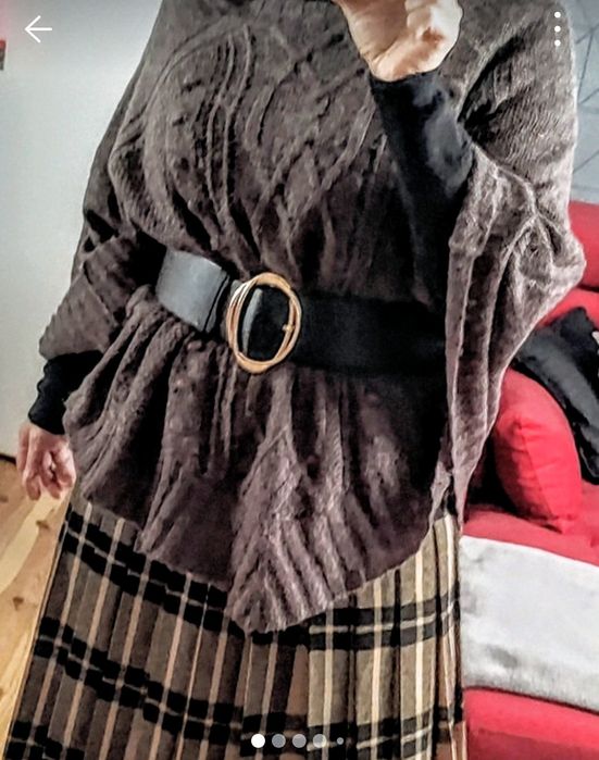 Brązowe ponczo, narzutka,peleryna z golfem H&M