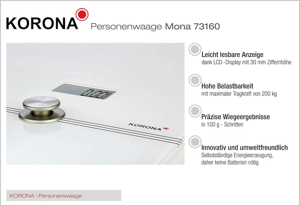 bezakumulatorowa cyfrowa waga łazienkowa 200kg biała [2114]