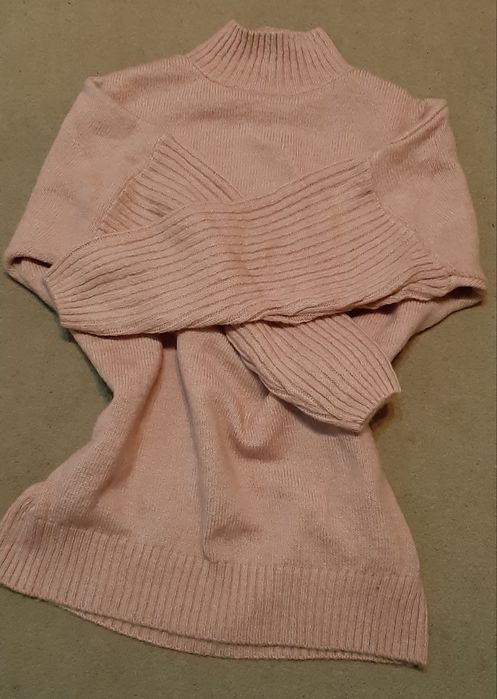 Ciepły golf oversize pudrowy róż rozm. uni