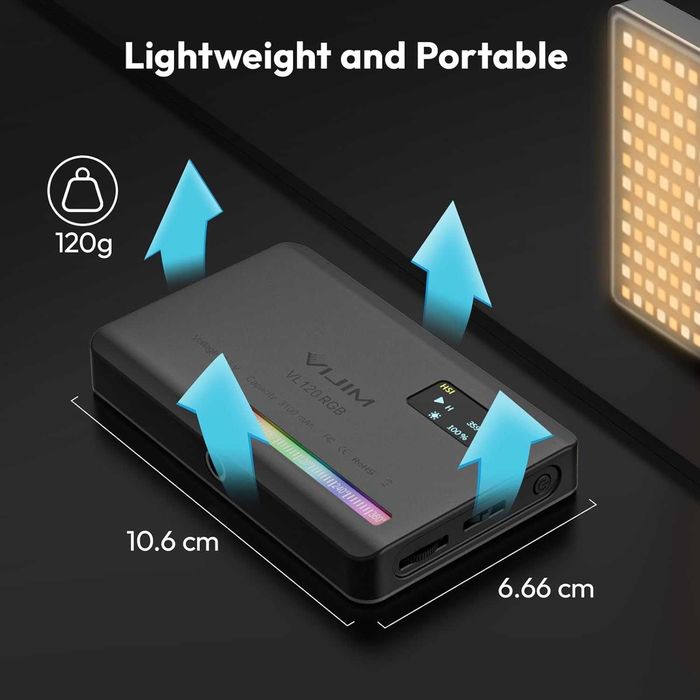 Luz LED RGB Ulanzi VL120 Bateria 3100mAh – Ideal para Vlog/Foto NOVO