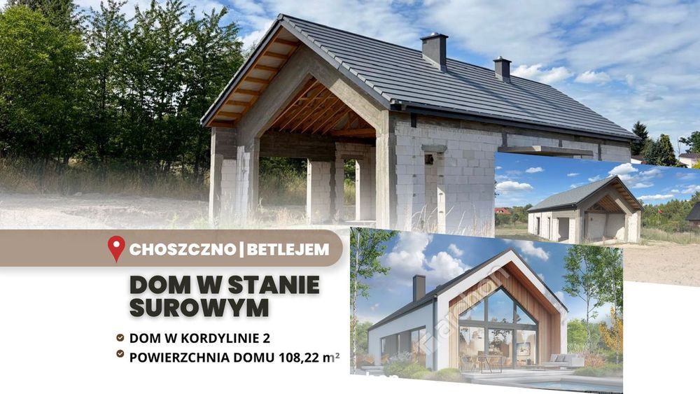 Dom parterowy w stanie surowym 108 m² | Betlejem, Choszczno