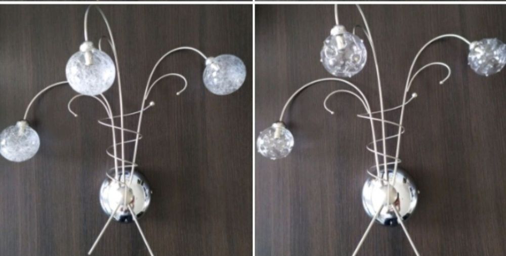 HIT!!! WYPRZEDAŻ Kinkiet srebrny + szklane kule + żarówki LED