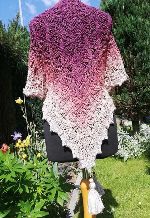 Chusta szydełkowa 50% merino rękodzieło
