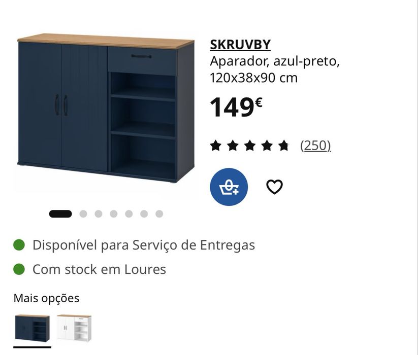 Ikea SKRUVBY aparador azul 120x38x90 cm