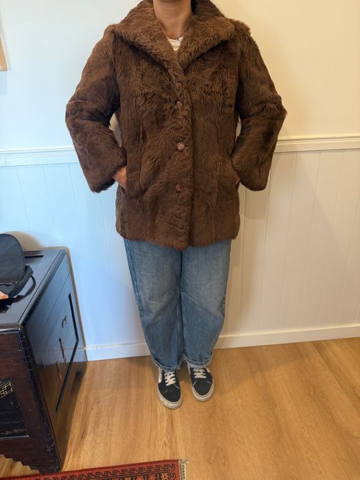 Casaco de pêlo vison castanho chocolate