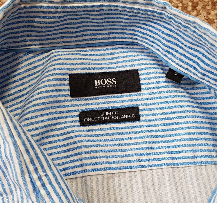 Hugo Boss S сорочка slim fit Italian fabric оригінал смужка