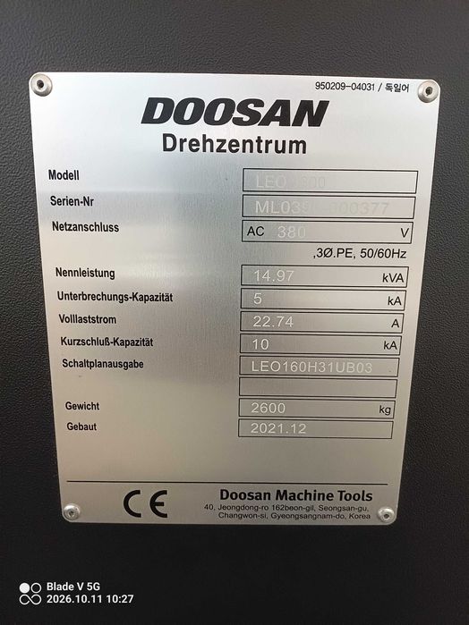 Tokarka cnc Doosan LEO 1600