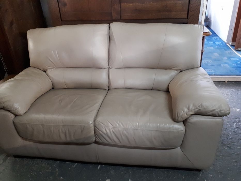 Sofa skórzana 2 osobowa skóra naturalna stan bdb beżowa FV DOWÓZ