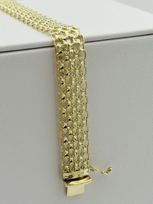 Złota Brasnoletka próba 585 14K szeroka Płaska Elegancka