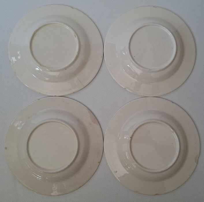 4 Pratos Sopa vintage, com padrão Cavalinho cor azul, Fábrica Sacavém