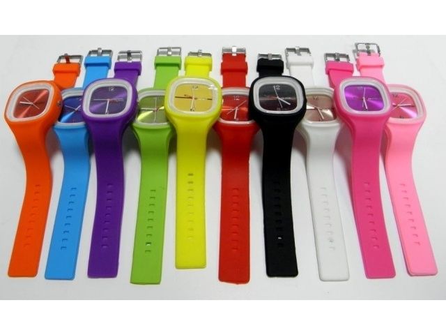 2 szt Silikonowy zegarek żelowy wodoodporny różowy + czarny gratis
