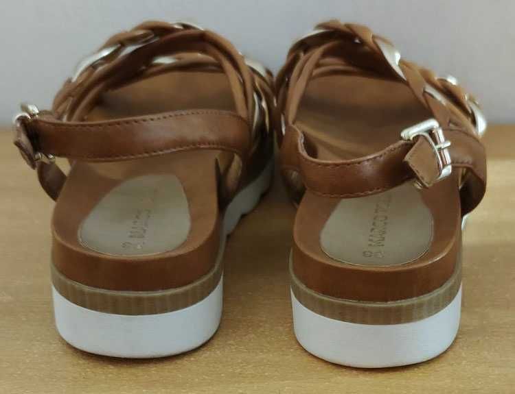 Marco Tozzi Sandały brąz/camel złoty na wyższej podeszwie Stan Bdb r38