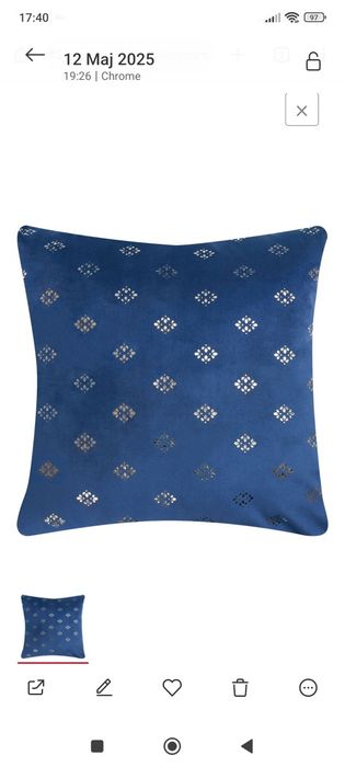 Nowa poszewka na poduszkę  zdobiona Glamour granatowo złota 45x45 cm w