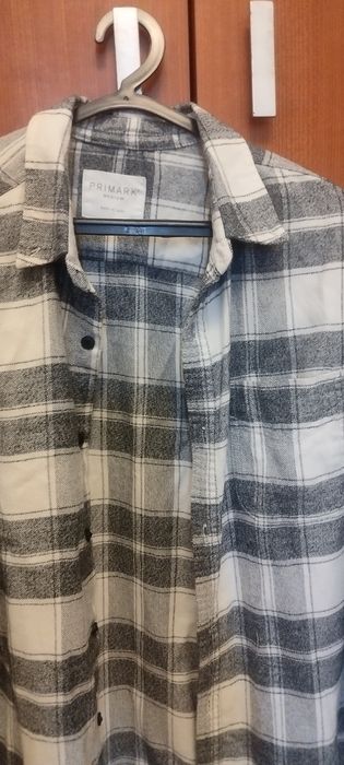 Camisa flanela cinza e branca Primark M