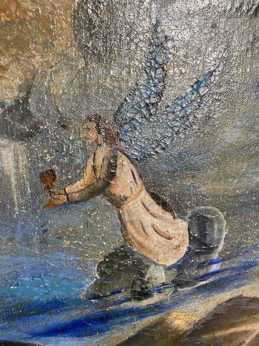 Barokowy obraz, sztuka naiwna, Jezus w Ogrodzie Oliwnym, z ok. 1840r.