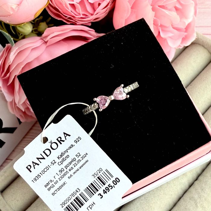 Каблучка Пандора оригінал кільце пандора «Рожевий бант» кольцо
