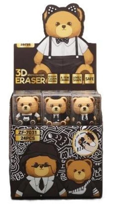 Gumka do ścierania Bear (24szt) Cresco pudełko,
