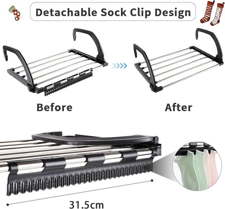 Składana suszarka na pranie bieliznę na balustradę grzejniķ balkon