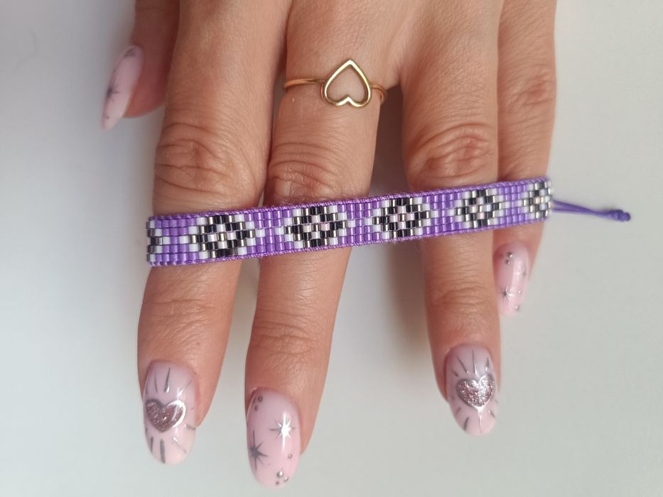 Bransoletka Boho fiolet handmade