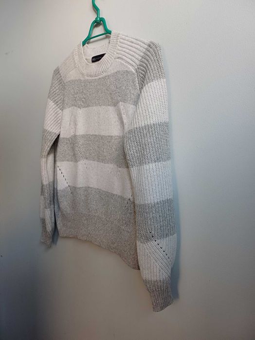 Sweter szaro biały, genialny r. S/M