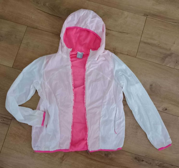kurtka biała damska letnia LI-NING 42/44 kaptur róż neon XL/XXL