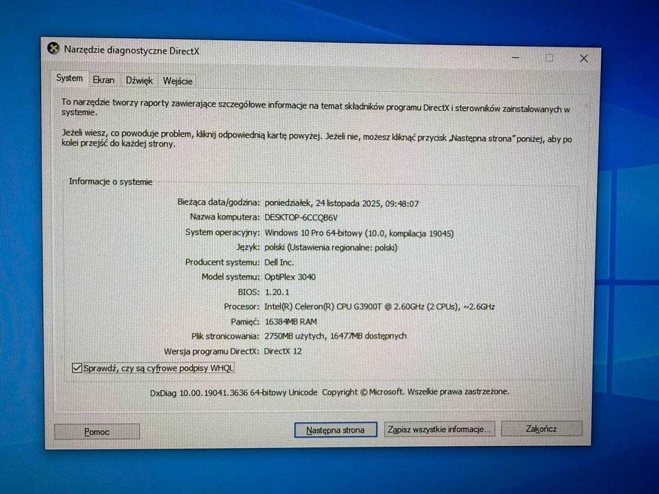 Dell Optiplex 3040 16Gb RAM 250 GB SSD