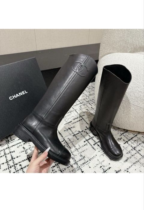 Сапоги в стилі Chanel демісезон шкіра