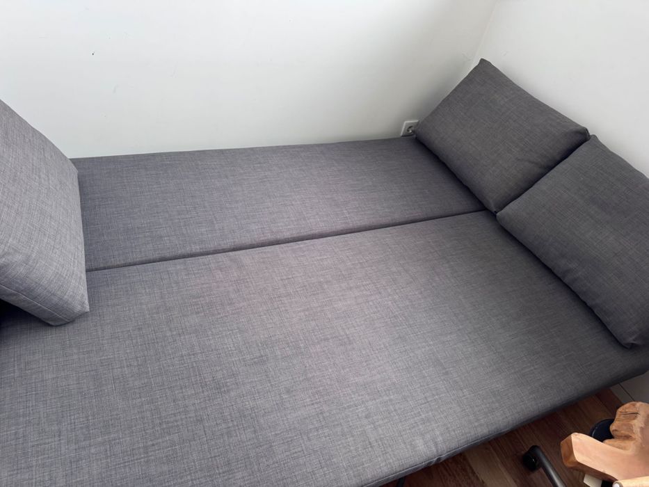 Sofá cama ikea 3 lugares cinza