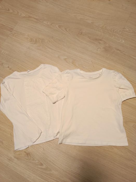 Bluzki dziewczynka 128 smyk 2 sztuki biała ecru