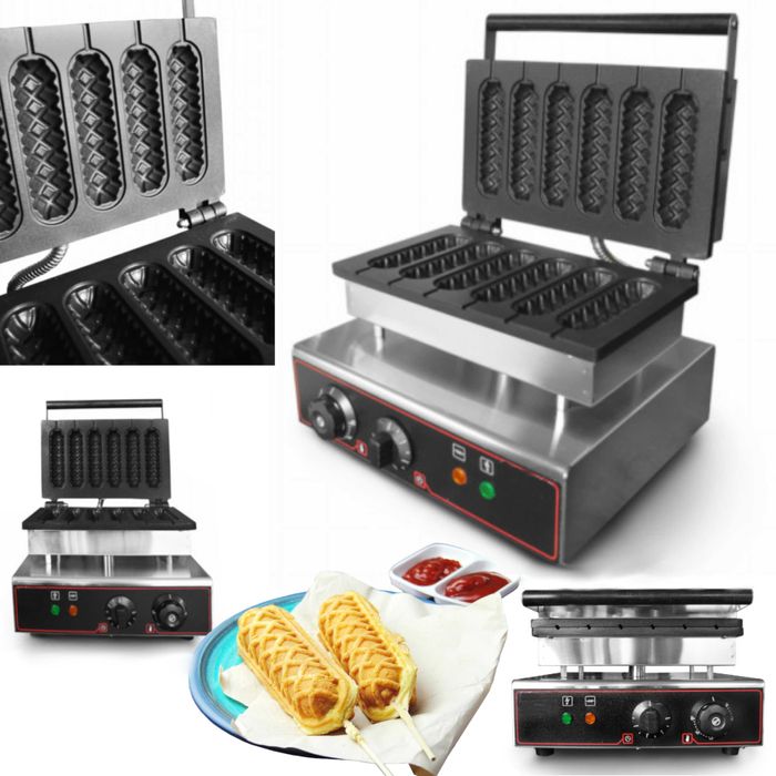 Gofrownica do gofrów na patyku CORN - DOG 6 sztuk gofrów