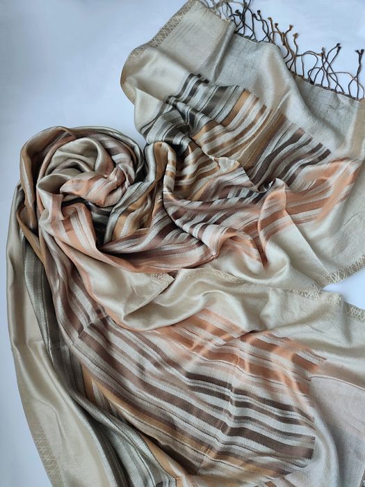 Шелковый бандана палантин-шарф шаль в полоску, 100% шелк.