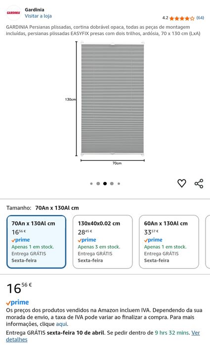 Persianas plissadas opacas sem furos