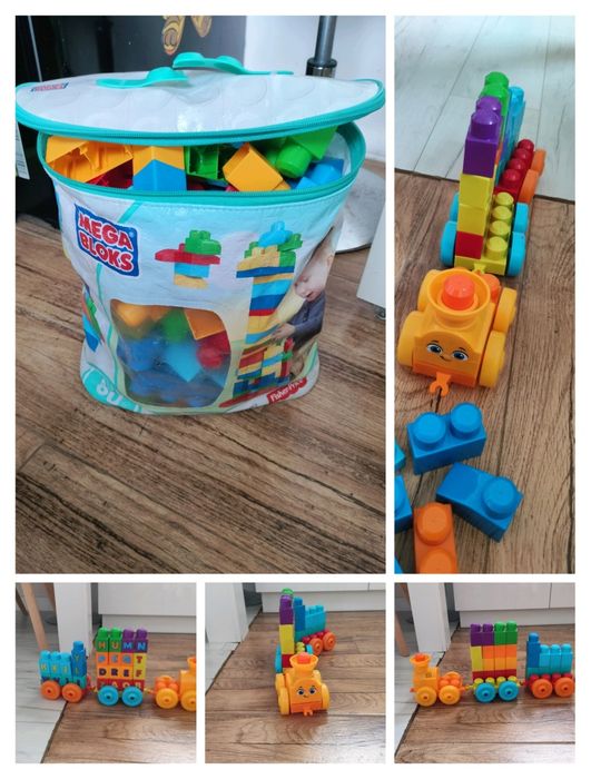 Mega blocks muzyczny pociąg plus torba 80 elementów
