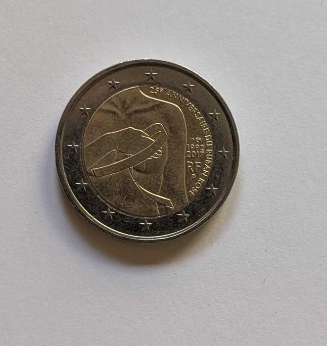 Moeda 2€ - França - 2017 - Laço Rosa