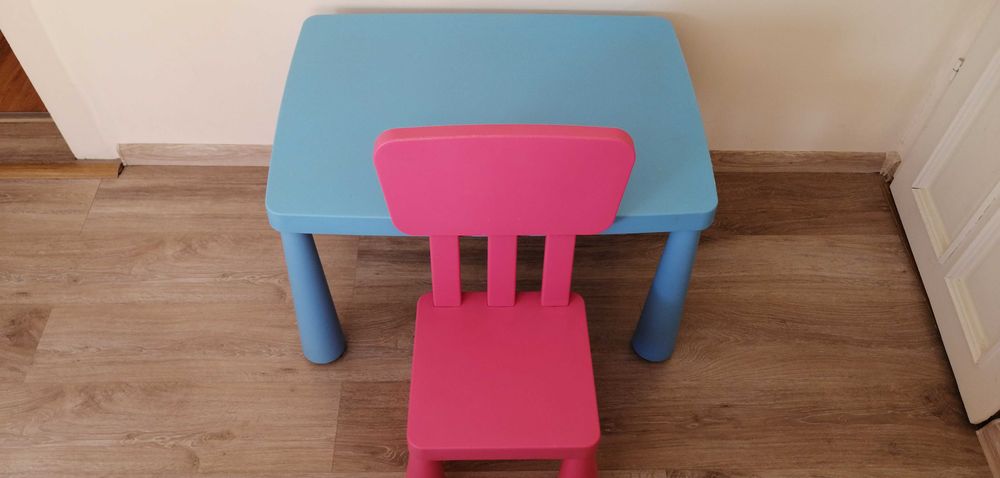 Stolik i krzesło dla dziecka Mammut IKEA Niebieski/Różowy