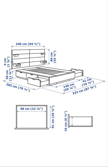 Cama IKEA Nordli + Colchão VALEVÅG 140x200 - Como nova