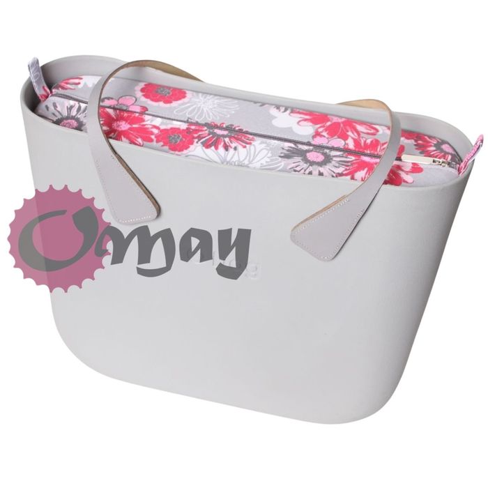 organizer OBAG MINI szary kwiaty różowe sangria 2 kieszenie OMAY.PL