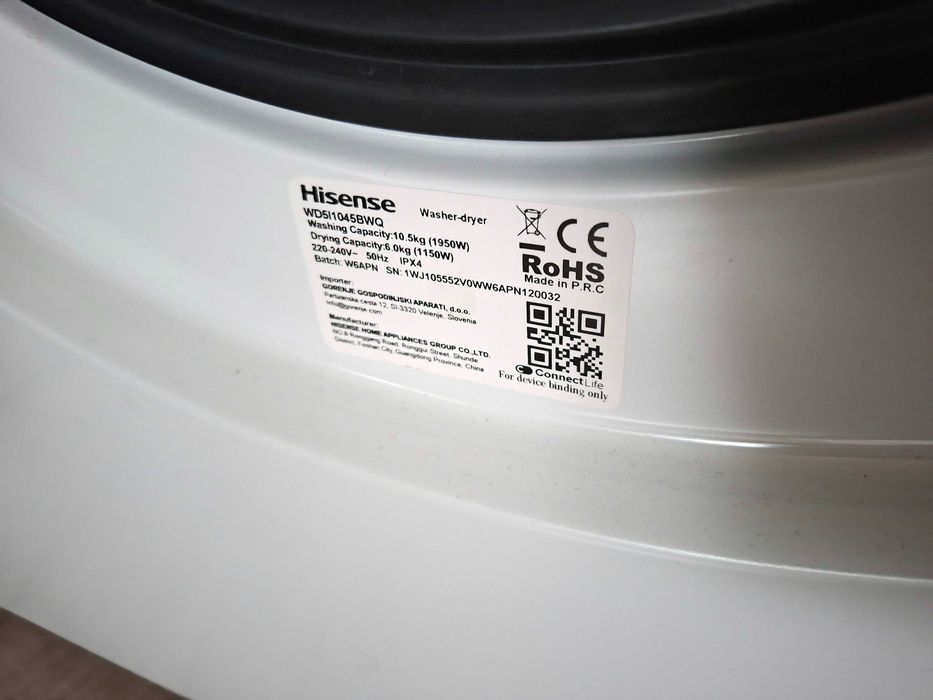 Pralko-suszarka 10.5/6kg Hisense 5I iJet iFit iPlay z Autodozowaniem