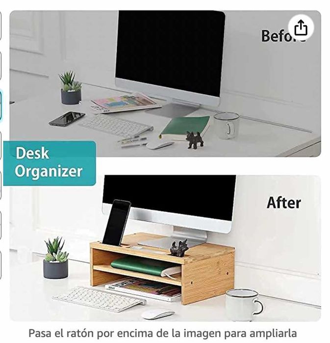 Bamboo desk organizer - support for your desktop monitor