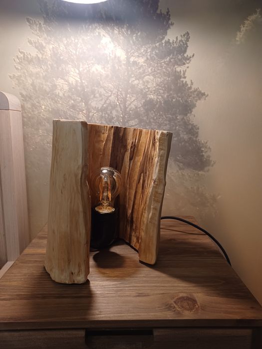 Lampa nocna drewniana Handmade