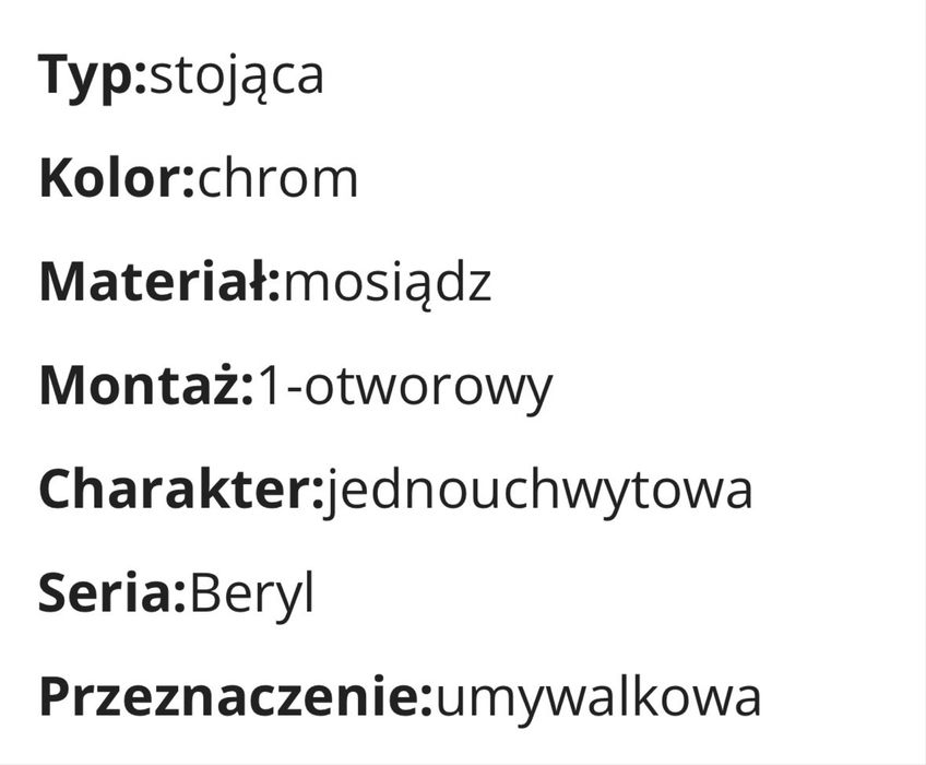 Bateria umywalkowa stojąca Kfa BERYL wylewka 15 cm chrom