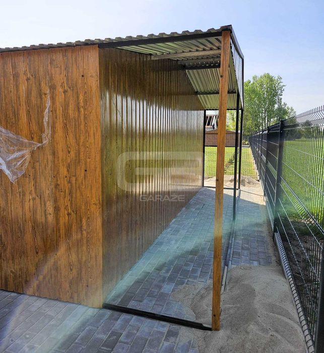 Garaż blaszany 6x6m + wiata 6x1m wolnostojący - 2x brama drzwi GB182